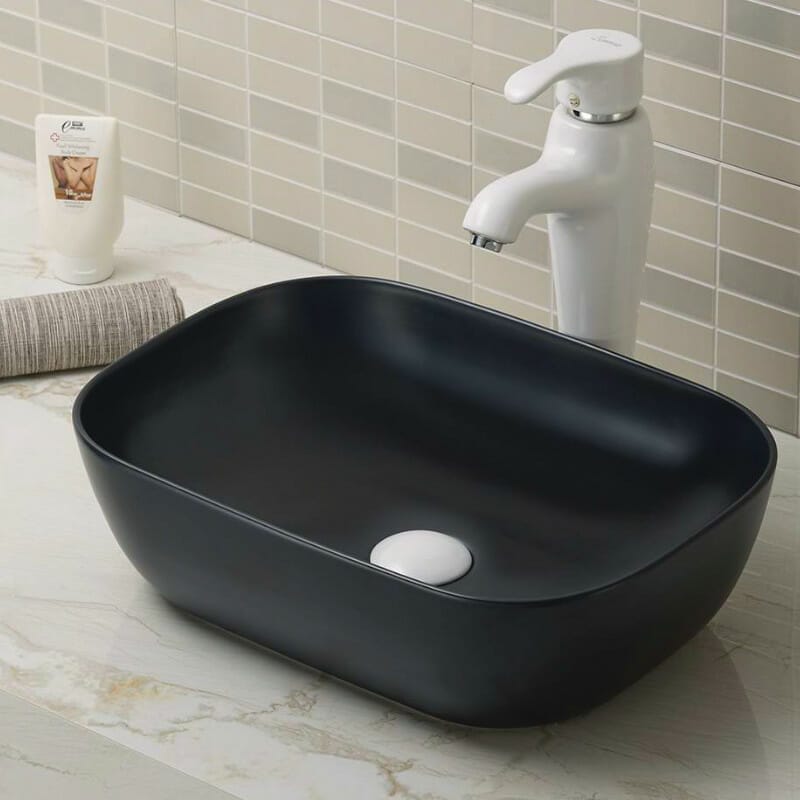 Matte Black Round-Edged Rectangle Ceramic Basin | 460x330x140mm | K2426-CBK-M