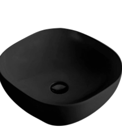 Matte Black Round-Edged Square Ceramic Basin | 375 x 375 x 120mm | PA375375MB