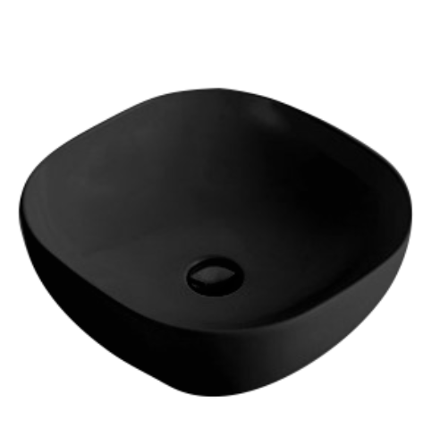Matte Black Round-Edged Square Ceramic Basin | 375 x 375 x 120mm | PA375375MB