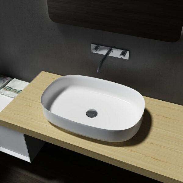 Matte White Artificial Stone Basin | 600 x 400 x 130mm | SE1244
