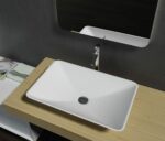 Matte White Flat Rectangle Artificial Stone Basin | 600x390x120mm | SE1220