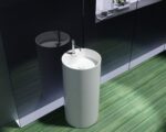 Matte White Freestanding Cylinder Artificial Stone Basin | 450x450x900mm | SE1102