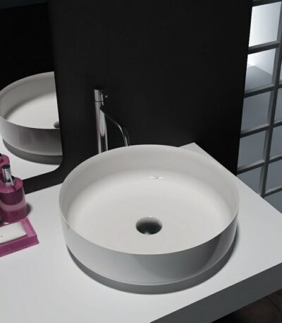 Matte White Round Artificial Stone Basin | 450x450x130mm | SE1242