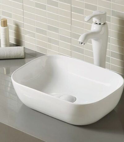Matte White Round-Edged Rectangle Ceramic Basin | 460x330x140mm | K2426-MW