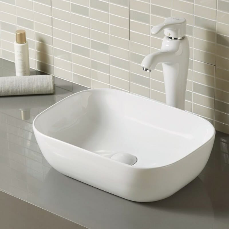 Matte White Round-Edged Rectangle Ceramic Basin | 460x330x140mm | K2426-MW