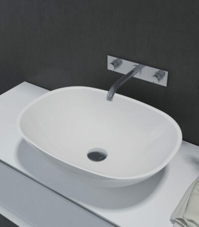 Matte White Round/Rectangle Artificial Stone Basin | 555x400x150mm | SE1232