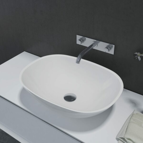 Matte White Round/Rectangle Artificial Stone Basin | 555x400x150mm | SE1232