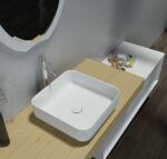 Matte White Square Artificial Stone Basin | 405x405x130mm | SE1243