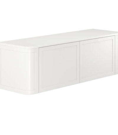 Mila Curved Satin White 1500 Wall Hung Cabinet