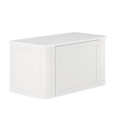 Mila Curved Satin White 900 Wall Hung Cabinet