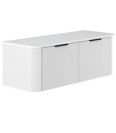 Minka Curved Satin White 1200 Wall Hung Cabinet