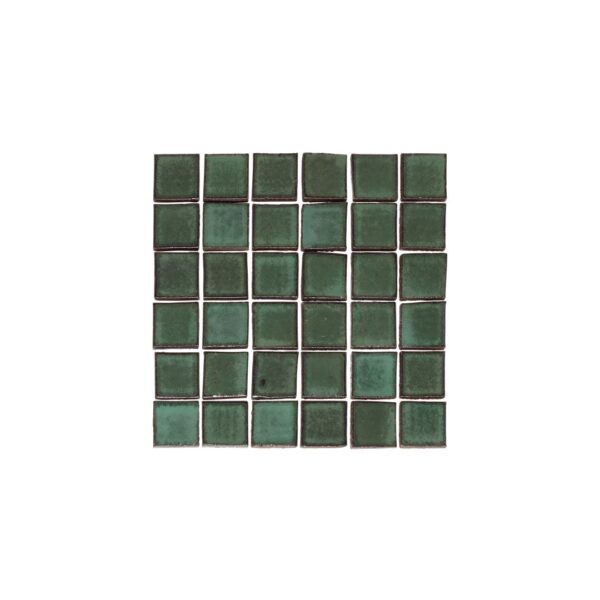 Miyako Handmade Square Mosaic Tile - Indigo Green