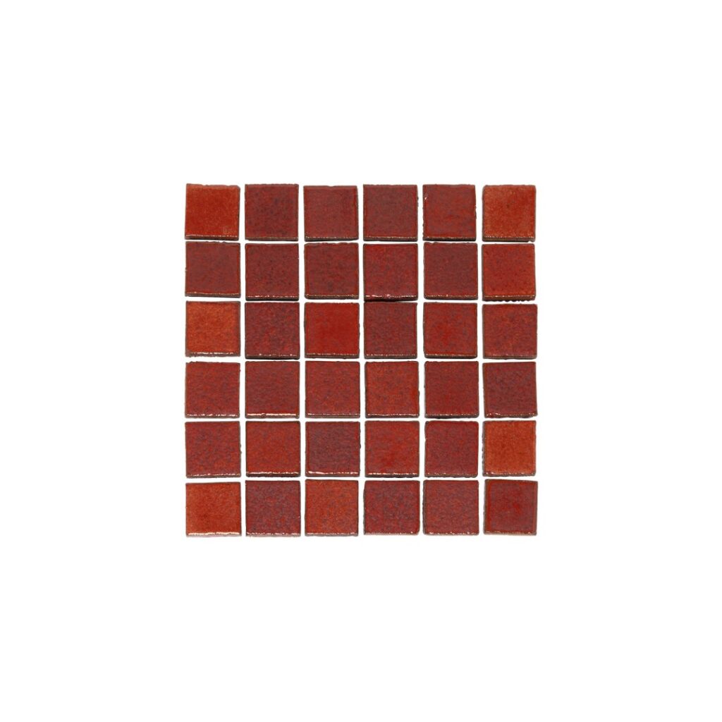 Miyako Handmade Square Mosaic Tile - Rustic Red