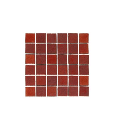 Miyako Handmade Square Mosaic Tile - Rustic Red