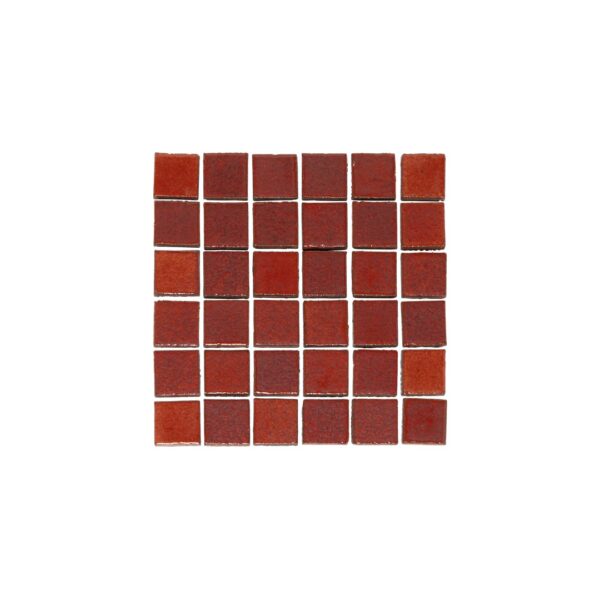 Miyako Handmade Square Mosaic Tile - Rustic Red