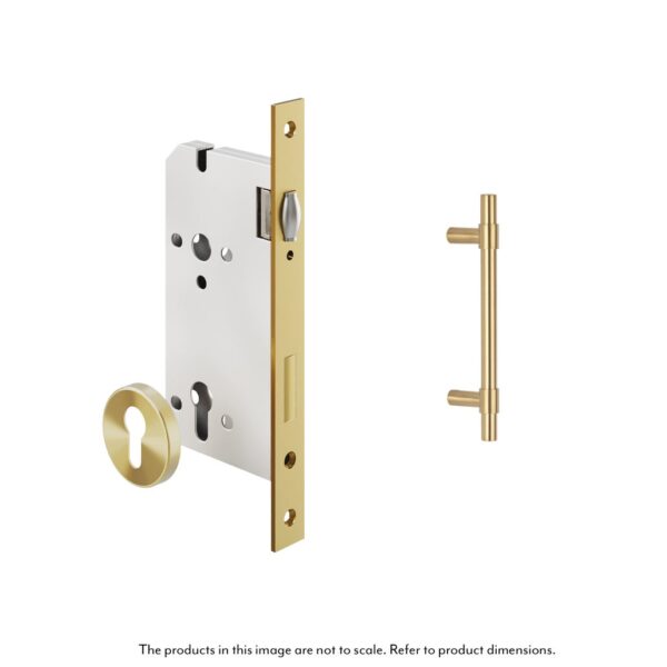 Modi Adjustable Entry Door Pull & Lock Set 300mm - Brushed Brass