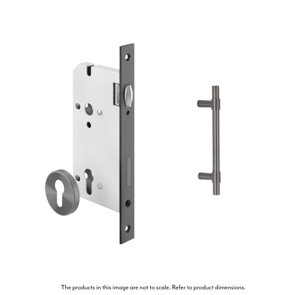 Modi Adjustable Entry Door Pull & Lock Set 300mm - Brushed Gunmetal