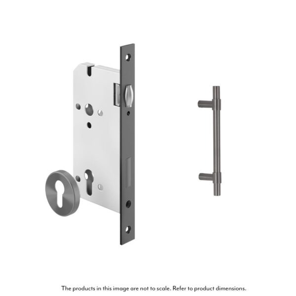 Modi Adjustable Entry Door Pull & Lock Set 300mm - Brushed Gunmetal