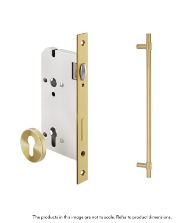 Modi Adjustable Entry Door Pull & Lock Set 600mm - Brushed Brass