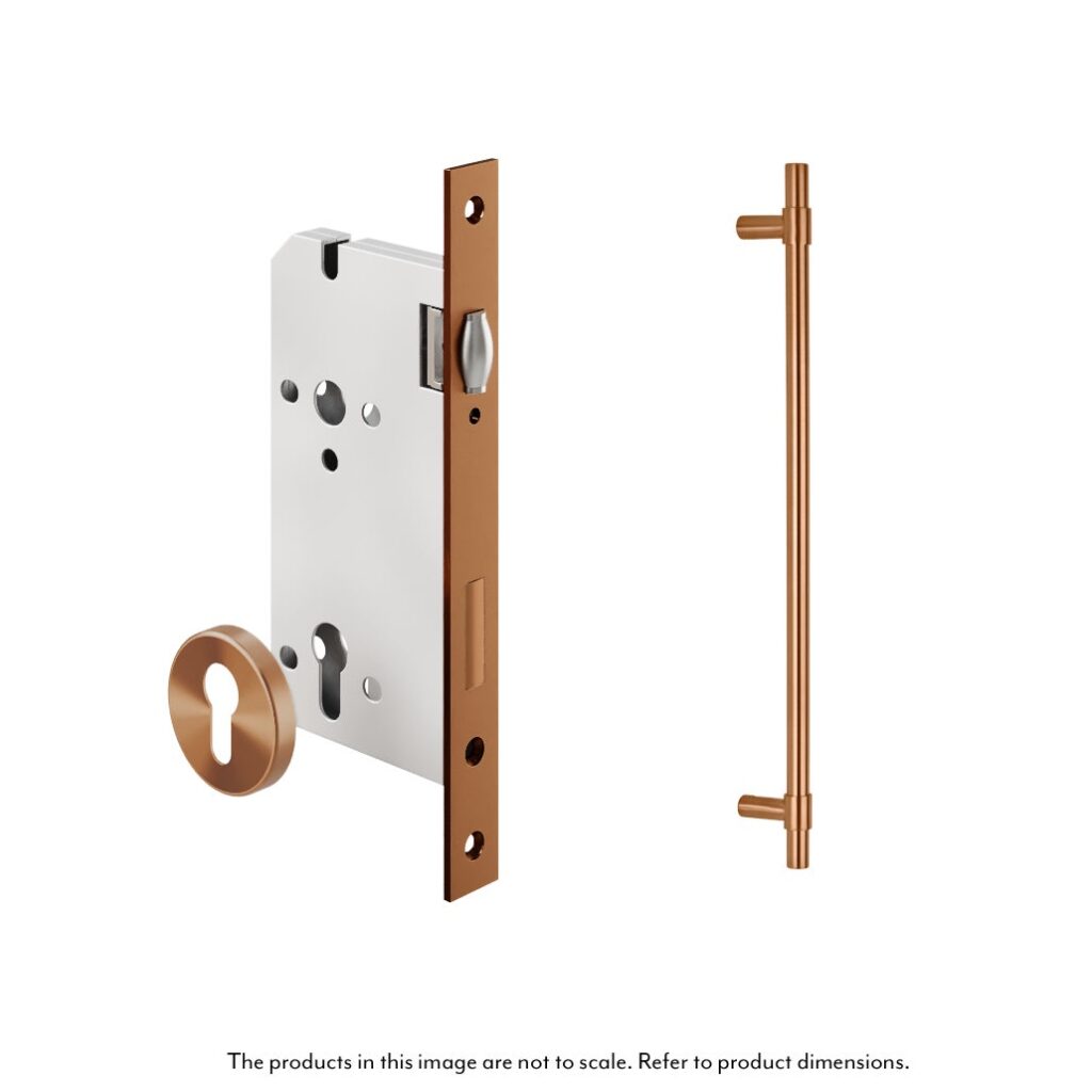 Modi Adjustable Entry Door Pull & Lock Set 600mm - Brushed Copper