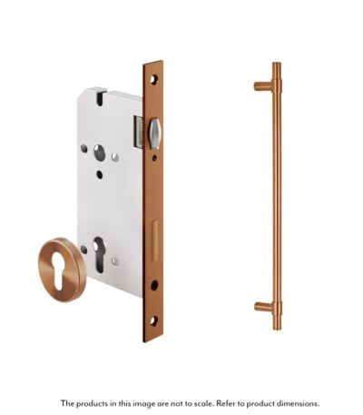 Modi Adjustable Entry Door Pull & Lock Set 600mm - Brushed Copper