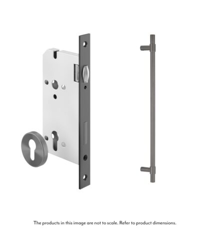 Modi Adjustable Entry Door Pull & Lock Set 600mm - Brushed Gunmetal