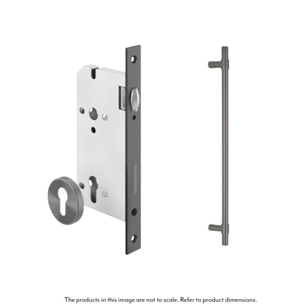Modi Adjustable Entry Door Pull & Lock Set 600mm - Brushed Gunmetal
