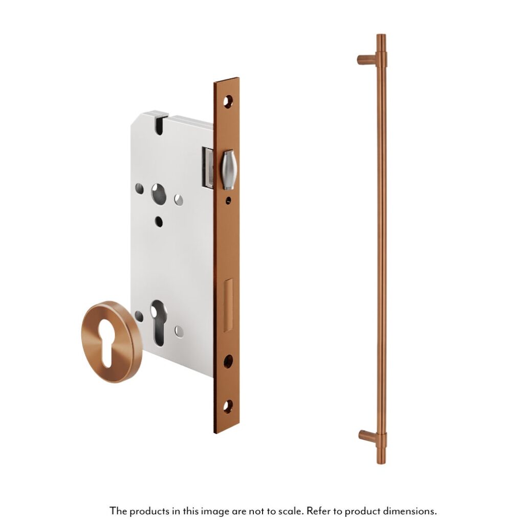 Modi Adjustable Entry Door Pull & Lock Set 900mm - Brushed Copper
