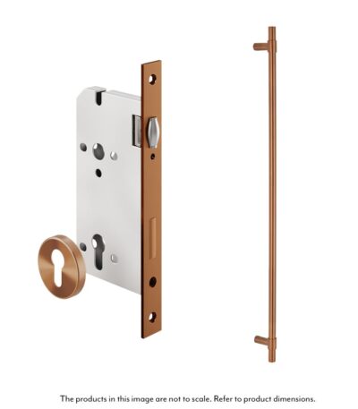 Modi Adjustable Entry Door Pull & Lock Set 900mm - Brushed Copper