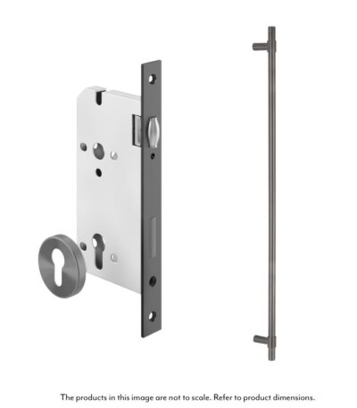 Modi Adjustable Entry Door Pull & Lock Set 900mm - Brushed Gunmetal