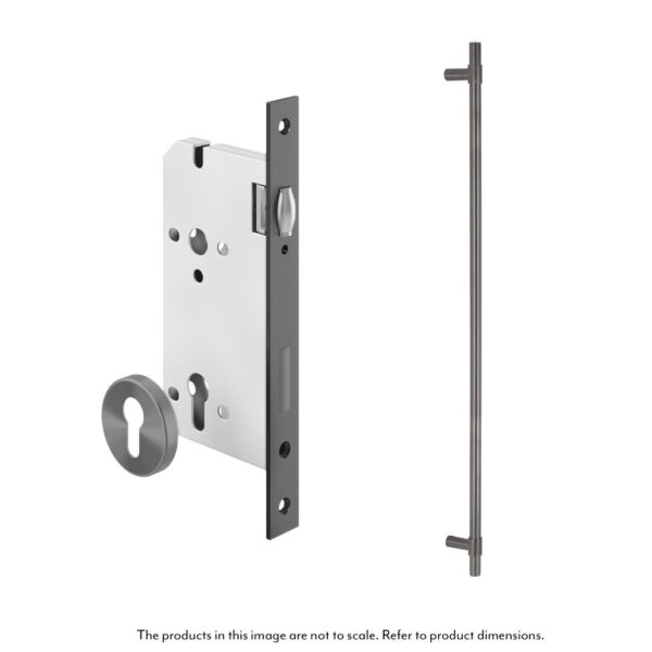 Modi Adjustable Entry Door Pull & Lock Set 900mm - Brushed Gunmetal
