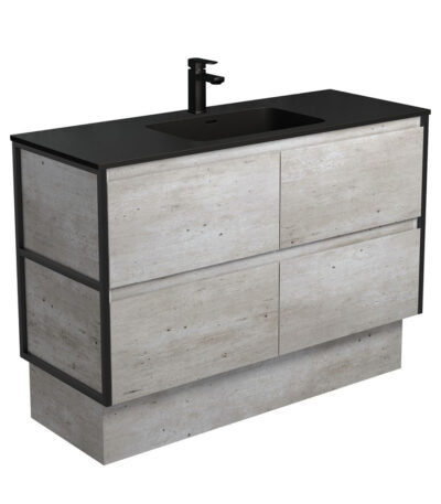 Montana Amato 1200 Industrial Vanity On Kick, Matte Black Frames