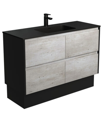 Montana Amato 1200 Industrial Vanity On Kick, Satin Black Panels