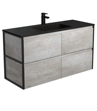 Montana Amato 1200 Industrial Wall-Hung Vanity, Matte Black Frames