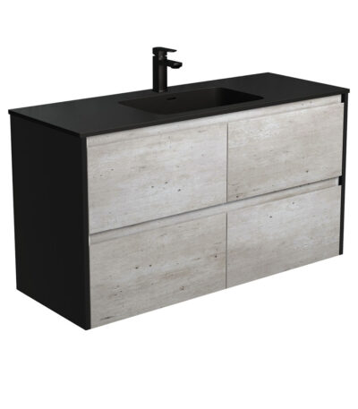 Montana Amato 1200 Industrial Wall-Hung Vanity, Satin Black Panels