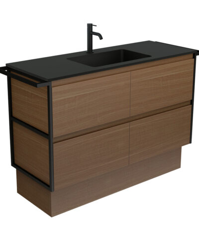Montana Amato 1200 Walnut Vanity, Twin Towel Rails And Kick