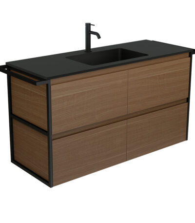 Montana Amato 1200 Walnut Vanity, Twin Towel Rails, Wall-Hung