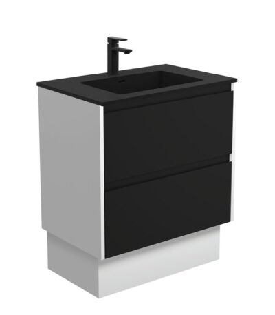 Montana Amato 750 Satin Black Vanity On Kick, Satin White Panels