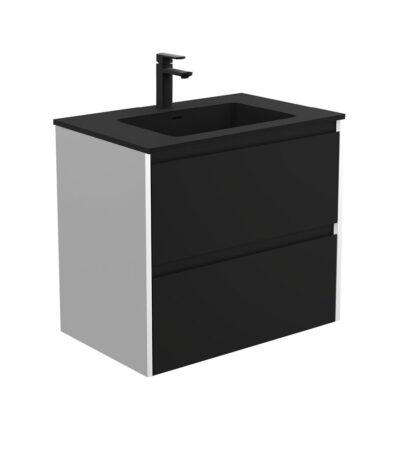 Montana Amato 750 Satin Black Wall-Hung Vanity, Satin White Panels
