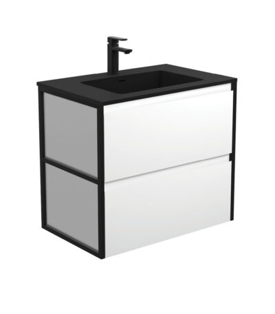 Montana Amato 750 Satin White Wall-Hung Vanity, Matte Black Frames