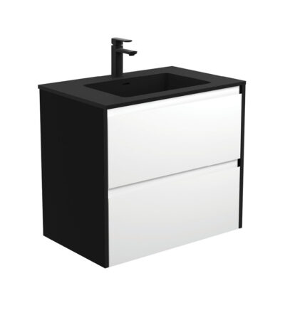 Montana Amato 750 Satin White Wall-Hung Vanity, Satin Black Panels
