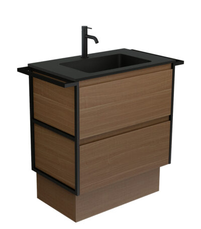 Montana Amato 750 Walnut Vanity, Twin Towel Rails And Kick