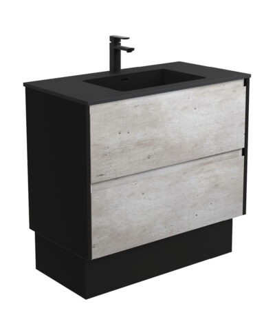 Montana Amato 900 Industrial Vanity On Kick, Satin Black Panels