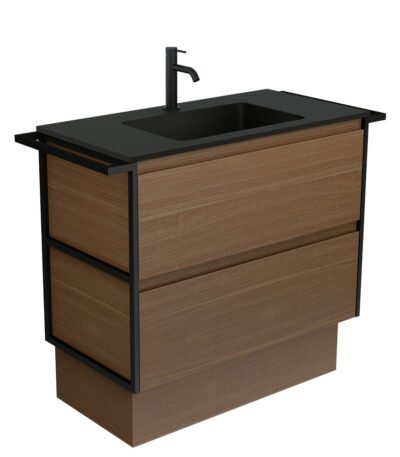 Montana Amato 900 Walnut Vanity, Twin Towel Rails And Kick