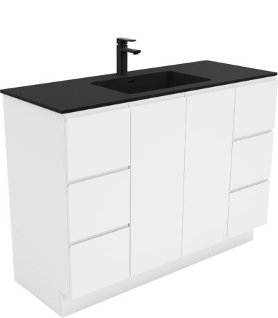 Montana Fingerpull Gloss White 1200 Vanity On Kickboard