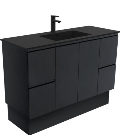 Montana Fingerpull Satin Black 1200 Vanity On Kickboard
