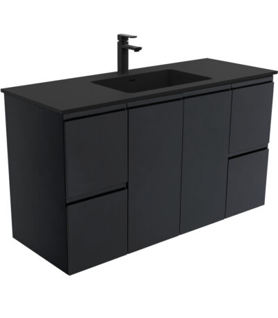 Montana Fingerpull Satin Black 1200 Wall-Hung Vanity