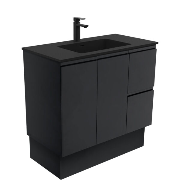 Montana Fingerpull Satin Black 900 Vanity On Kickboard