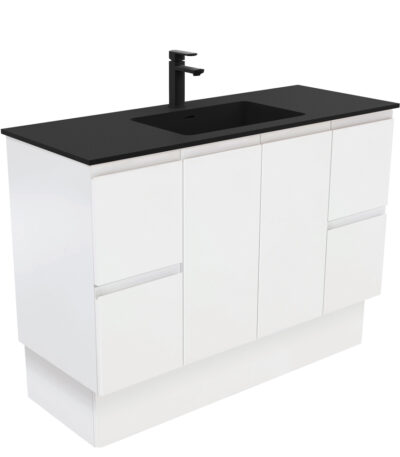Montana Fingerpull Satin White 1200 Vanity On Kickboard