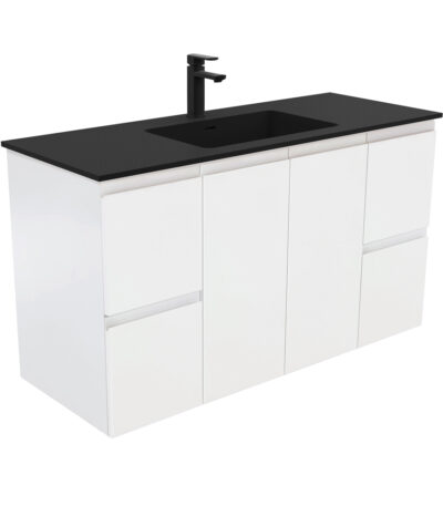 Montana Fingerpull Satin White 1200 Wall-Hung Vanity